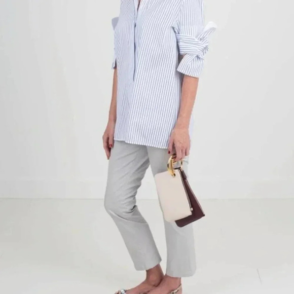 Veronica Beard Gray Pants Carson Moto Size 6 Straight Leg Made in USA - Picture 3 of 11